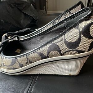 Coach Black and Cream Wedge Shoes